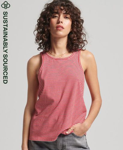 Women's Organic Cotton Vintage Logo Stripe Vest / Papaya Marl/Rodeo White - Size: 12 - Superdry - Modalova