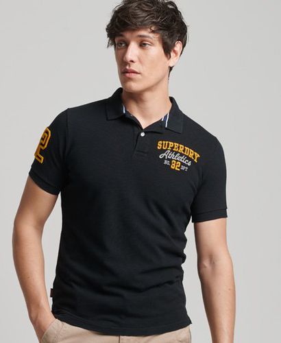 Men's Organic Cotton Applique Classic Fit Polo Shirt Black - Size: L - Superdry - Modalova