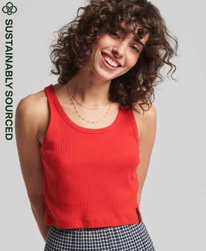 Women's Organic Cotton Vintage Ribbed Crop Vest Top Red / Soda Pop Red - Size: 14 - Superdry - Modalova