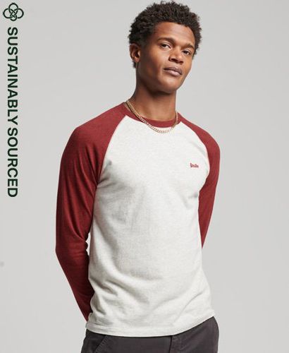 Men's Organic Cotton Essential Long Sleeved Baseball Top Red / Off White/Rhubarb Marl - Size: Xxl - Superdry - Modalova