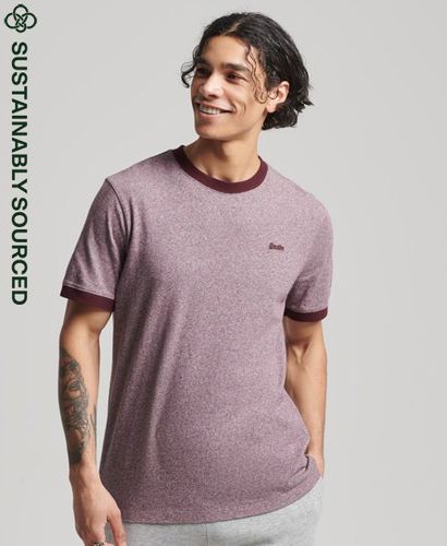 Men's Organic Cotton Essential Logo Ringer T-Shirt Purple / Beach Burgundy Grit - Size: S - Superdry - Modalova