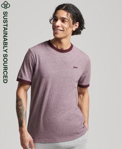 Men's Organic Cotton Essential Logo Ringer T-Shirt Purple / Beach Burgundy Grit - Size: S - Superdry - Modalova