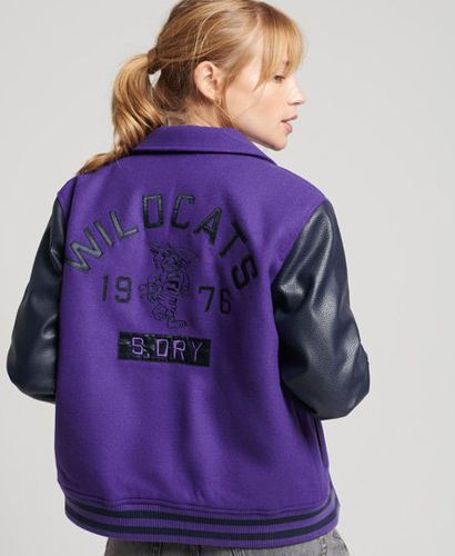 Women's Vintage Mixed Varsity Bomber Purple - Size: 12 - Superdry - Modalova