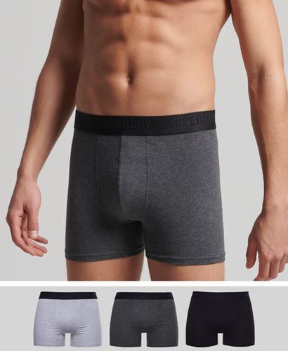 Men's Organic Cotton Boxers Triple Pack Grey / Black/Charcoal/Grey - Size: L - Superdry - Modalova