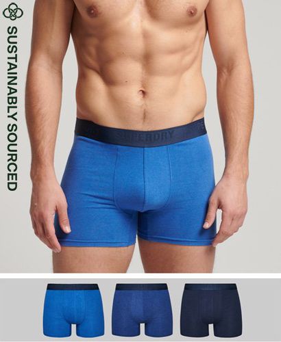 Men's Mens Blue Organic Cotton Boxer Multi Triple Pack, Size: S - Superdry - Modalova