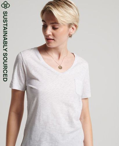 Women's T-Shirt aus Bio-Baumwolle mit V-Ausschnitt und Tasche - Größe: 42 - Superdry - Modalova