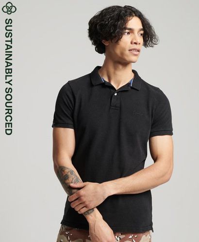 Men's Organic Cotton Vintage Destroy Polo Shirt Black - Size: M - Superdry - Modalova