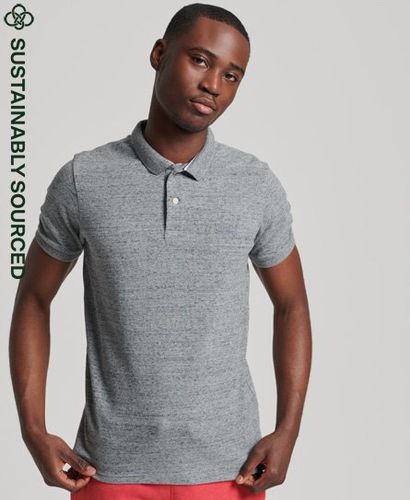 Men's Organic Cotton Essential Classic Pique Polo Shirt / Flint Steel Grit - Size: M - Superdry - Modalova