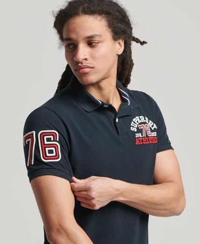 Men's Organic Cotton Applique Classic Fit Polo Shirt Navy / Eclipse Navy - Size: S - Superdry - Modalova