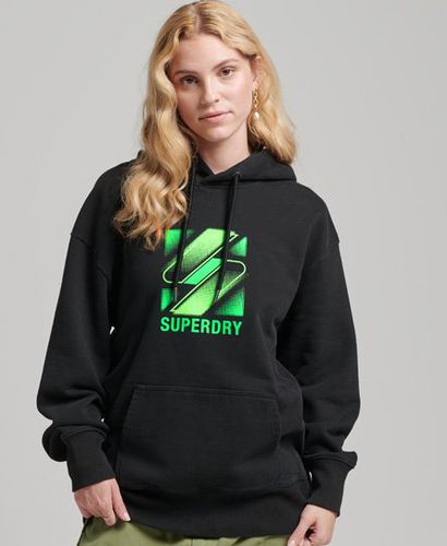 Women's Half Tone S Logo Oversized Hoodie Black - Size: XS/S - Superdry - Modalova