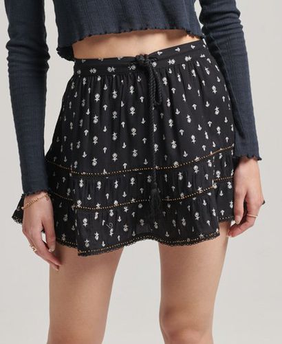 Women's Vintage Embellished Mini Skirt Black / Black Geo - Size: 12 - Superdry - Modalova