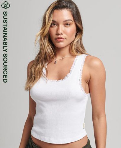 Women's Organic Cotton Vintage Lace Trim Vest White - Size: M/L - Superdry - Modalova