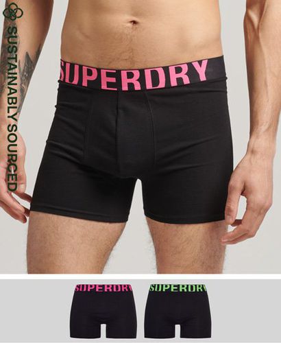 Men's Organic Cotton Dual Logo Boxers Double Pack / / Fluro - Size: S - Superdry - Modalova