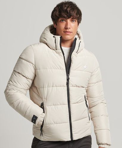 Men's Sports Puffer Hooded Jacket Beige / Pelican - Size: M - Superdry - Modalova