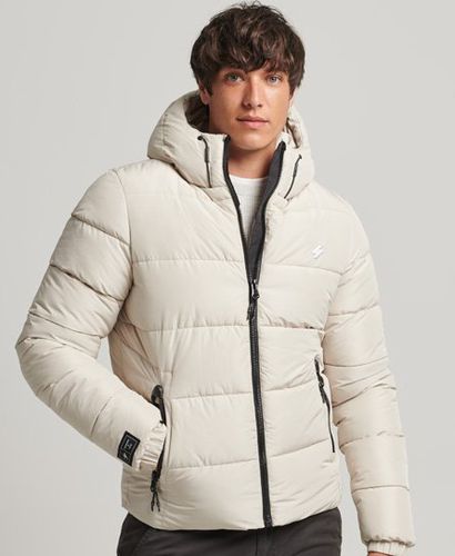 Men's Sports Puffer Hooded Jacket / Pelican - Size: M - Superdry - Modalova