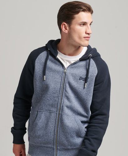 Men's Organic Cotton Essential Logo Baseball Zip Hoodie Blue / Tois Blue Grit/Eclipse Navy - Size: S - Superdry - Modalova