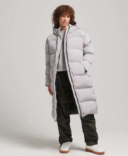 Women's Hooded Longline Puffer Coat Light Grey / Flat Grey - Size: 10 - Superdry - Modalova