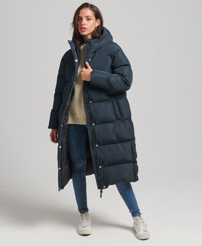 Women's Hooded Longline Puffer Coat / Eclipse - Size: 14 - Superdry - Modalova