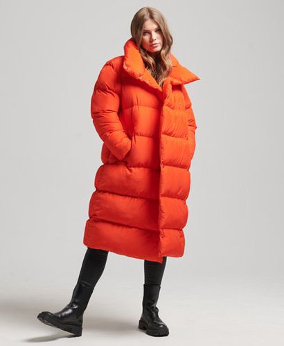 Women's Longline Puffer Coat Orange / Volcanic Lava Orange - Size: 10 - Superdry - Modalova