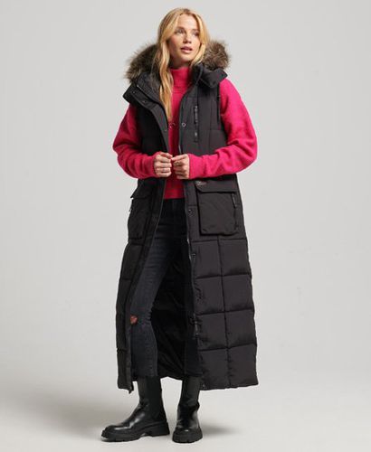 Women's Hooded Faux Fur Longline Puffer Gilet - Size: 10 - Superdry - Modalova