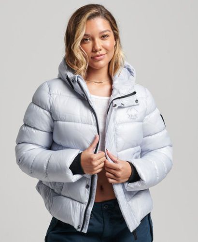 Women's Hooded Shine Sports Puffer Jacket / Ice - Size: 10 - Superdry - Modalova
