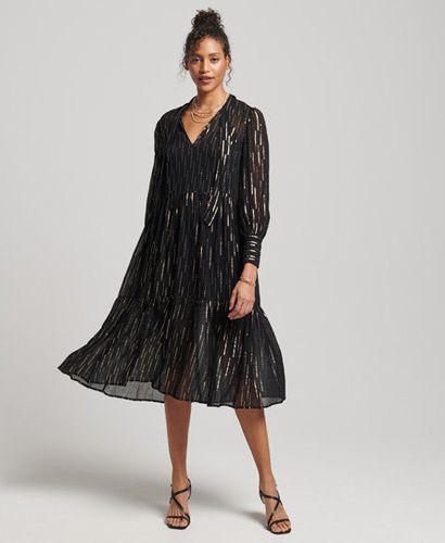 Women's Studios Tiered Midi Dress Black - Size: 10 - Superdry - Modalova
