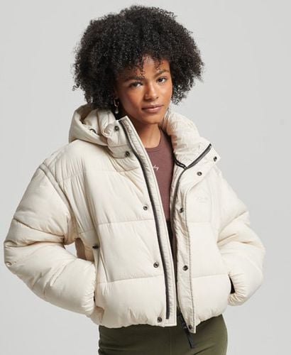 Women's Cropped Cocoon Puffer Jacket Cream / Rainy Day - Size: 12 - Superdry - Modalova