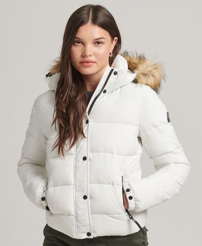 Women's Hooded Mid Layer Short Jacket White / Winter White - Size: 12 - Superdry - Modalova