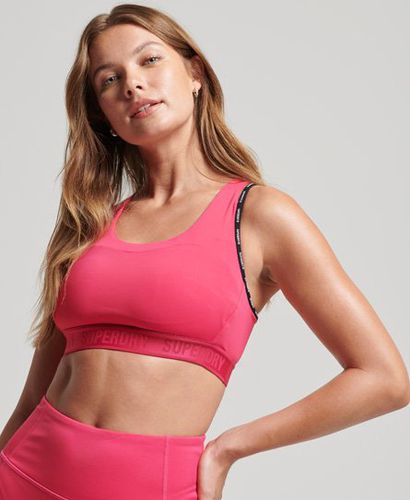 Women's Sport Train Branded Elastic Bra Pink / Highland Berry - Size: 10 - Superdry - Modalova