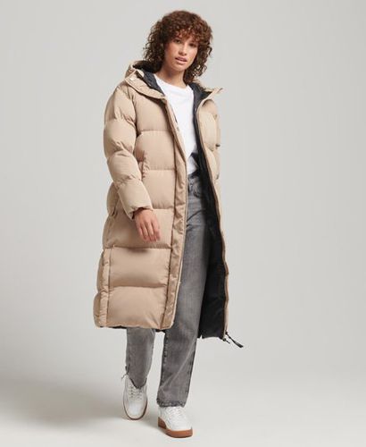 Women's Hooded Longline Puffer Coat Brown / Shaker Beige - Size: 14 - Superdry - Modalova