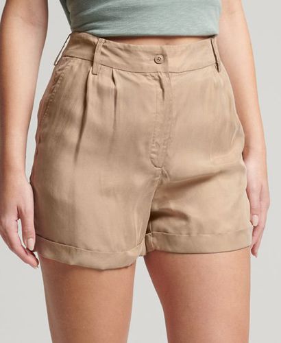 Women's Cupro Shorts Khaki / Petrified Oak - Size: 14 - Superdry - Modalova