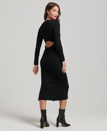 Women's Backless Knitted Midi Dress Black - Size: 16 - Superdry - Modalova