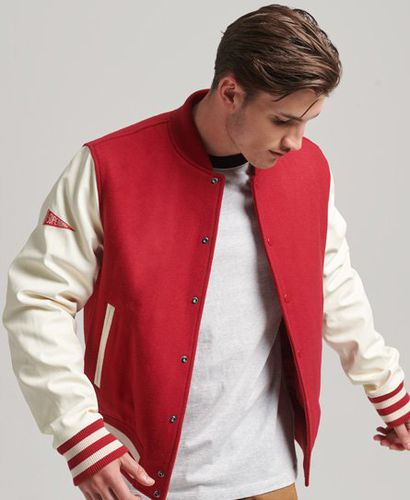 Men's College Varsity Bomber Jacket Red / Hike Red - Size: XL - Superdry - Modalova