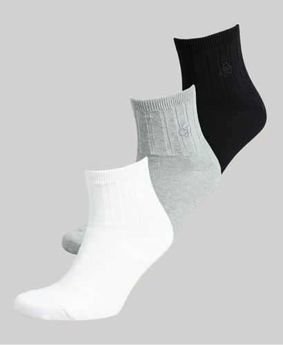 Unisex Organic Cotton Ankle Sock Pack Black / Black/Grey Marl/Optic - Size: XS/S - Superdry - Modalova