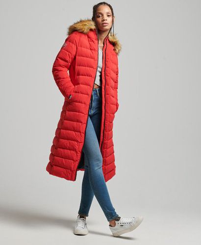 Women's Arctic Longline Puffer Coat Red / High Risk Red - Size: 10 - Superdry - Modalova