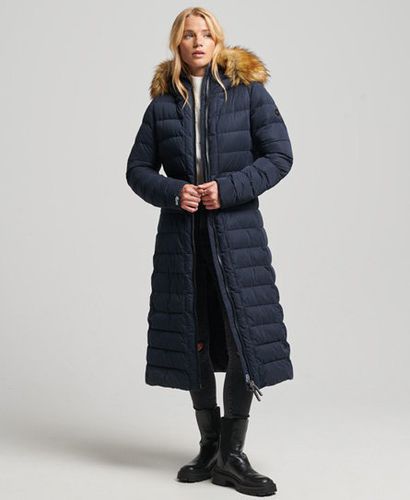 Women's Arctic Longline Puffer Coat Navy - Size: 8 - Superdry - Modalova