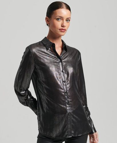 Women's Sparkle Lurex Shirt Black / Black Metallic Stripe - Size: 10 - Superdry - Modalova