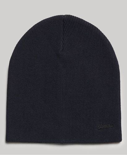 Men's Organic Cotton Orange Label Vintage Logo Beanie Navy / Eclipse Navy Grit - Size: 1SIZE - Superdry - Modalova