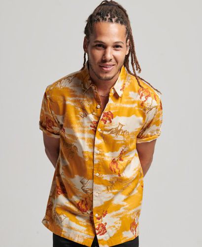 Men's Short Sleeve Hawaiian Shirt Orange / Yellow Clouds - Size: XL - Superdry - Modalova