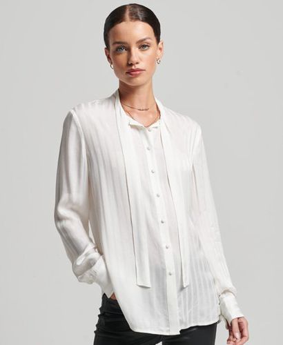 Women's Studios Long Sleeve Tie Neck Shirt / New Chalk - Size: 14 - Superdry - Modalova