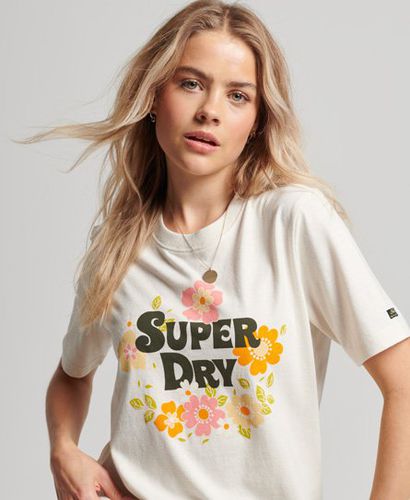 Women's Vintage Floral Scripted T-Shirt / Ecru Marl - Size: 6 - Superdry - Modalova