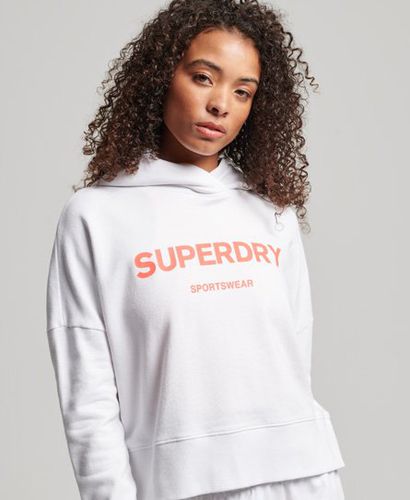 Women's Core Sport Crop Box Hoodie White / Optic - Size: 14 - Superdry - Modalova