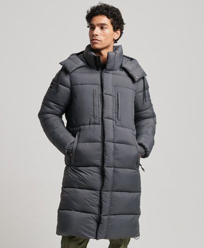 Men's Ripstop Longline Puffer Jacket Grey / Football Grid Charcoal - Size: XS - Superdry - Modalova