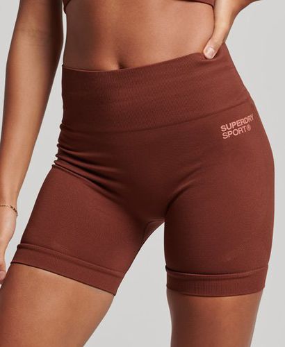 Women's Ladies Logo Print Sport Core Seamless Tight Shorts, Brown, Size: 6/8 - Superdry - Modalova