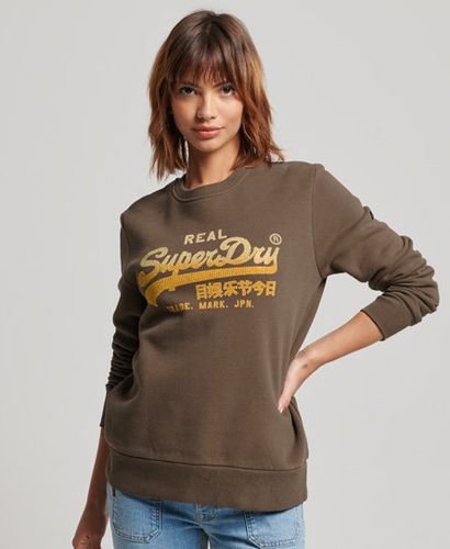 Women's Vintage Logo Embellished Crew Sweatshirt Khaki / Dark Khaki - Size: 12 - Superdry - Modalova