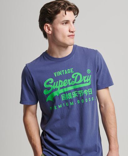 Men's Vintage Logo Neon T-Shirt Dark Blue / Frontier Blue - Size: S - Superdry - Modalova