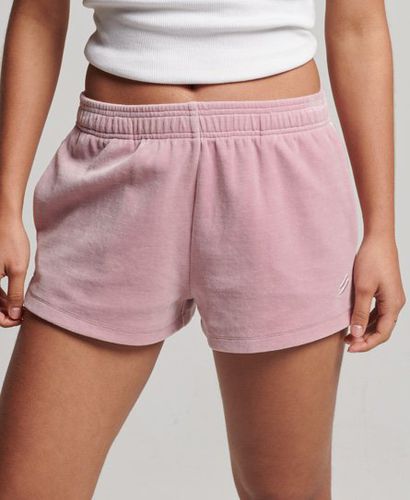 Women's S Logo Velour Shorts Pink / Everglow Pink - Size: 12 - Superdry - Modalova