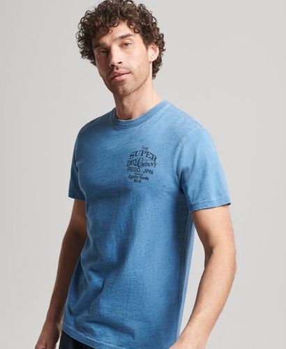 Men's Vintage Script Indigo Workwear T-Shirt Blue / Bleach Indigo Wash - Size: S - Superdry - Modalova
