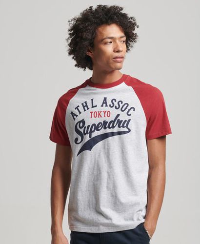 Mens Classic Colourblock Vintage Home Run Raglan T-Shirt, Grey, Red and Blue, Size: S - Superdry - Modalova