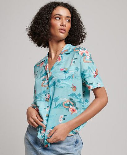 Women's Beach Resort Shirt / Aloha Hawaiian Aqua - Size: 10 - Superdry - Modalova